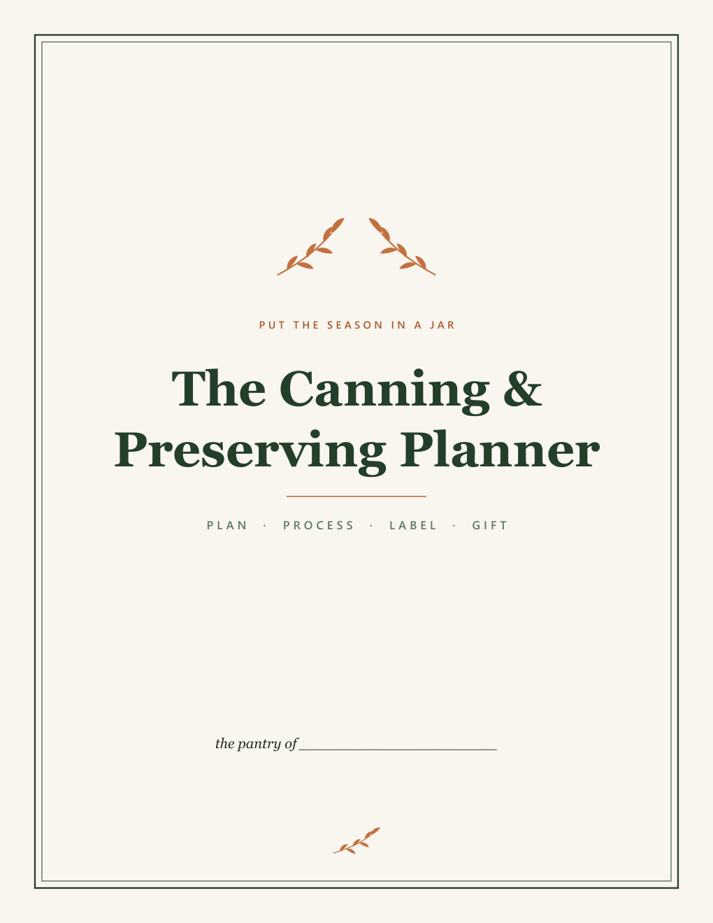 The Canning & Preserving Planner cover
