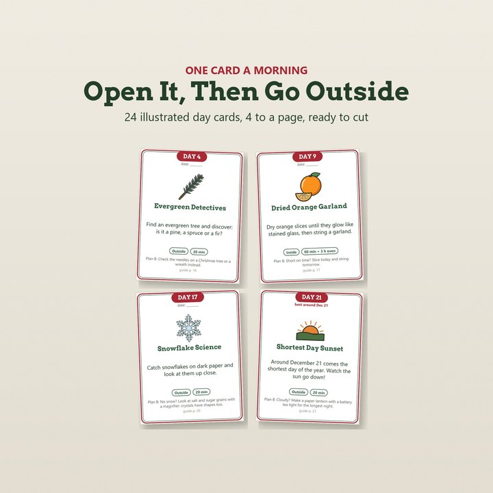 A page from inside Nature Family Advent